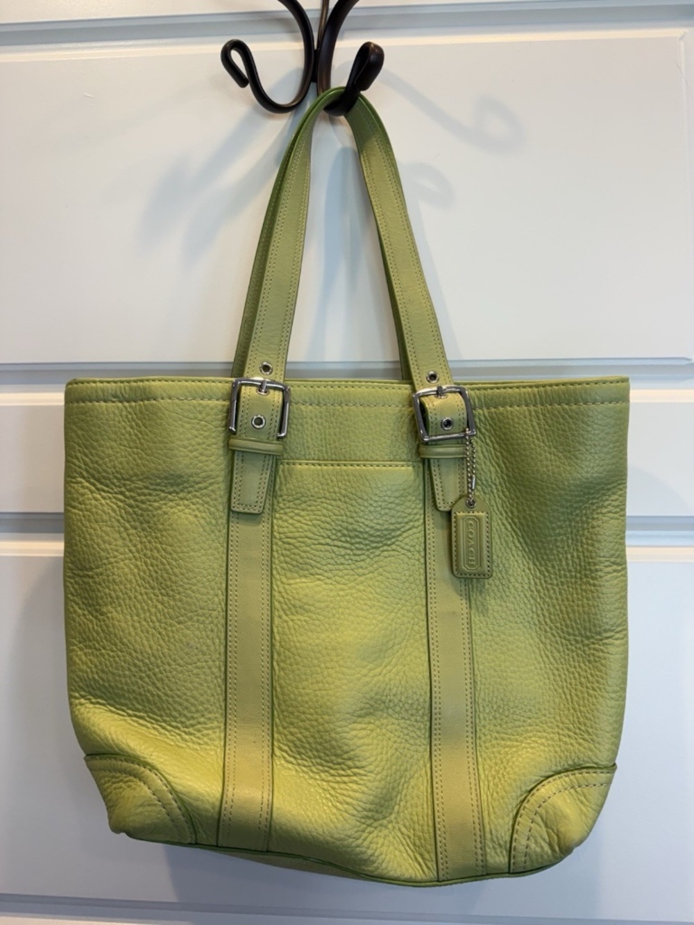 Vintage Coach Large Bag Hampton Green Pebble Leather